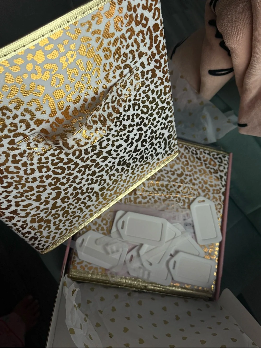 Gold Leopard Print Foldable Storage Bins